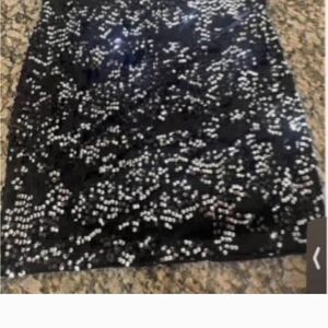 Women's Black Velvet Sparkly Sequins Mini Skirt In Small
